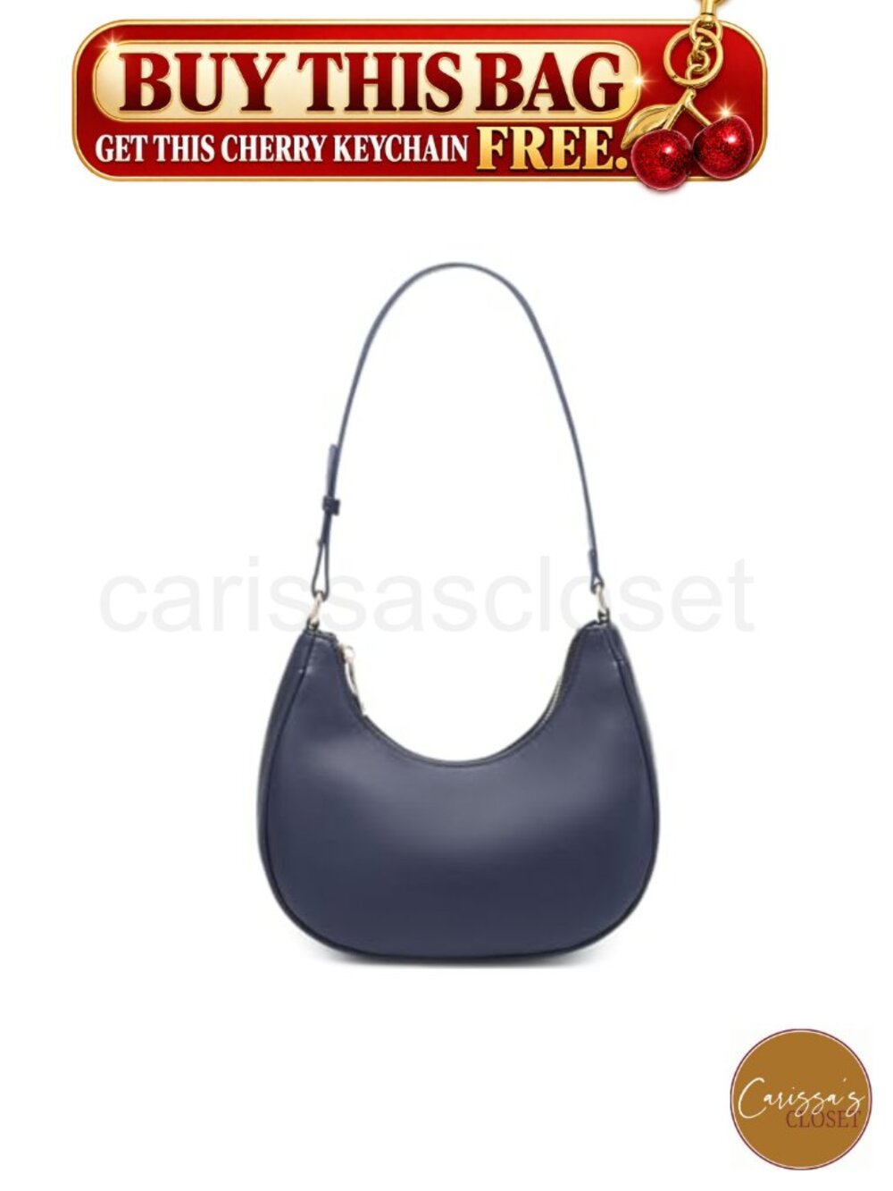 ✨ Crescent Shoulder Bag Cute Hobo Tote PU Leather Mini Clutch Purse Zipper